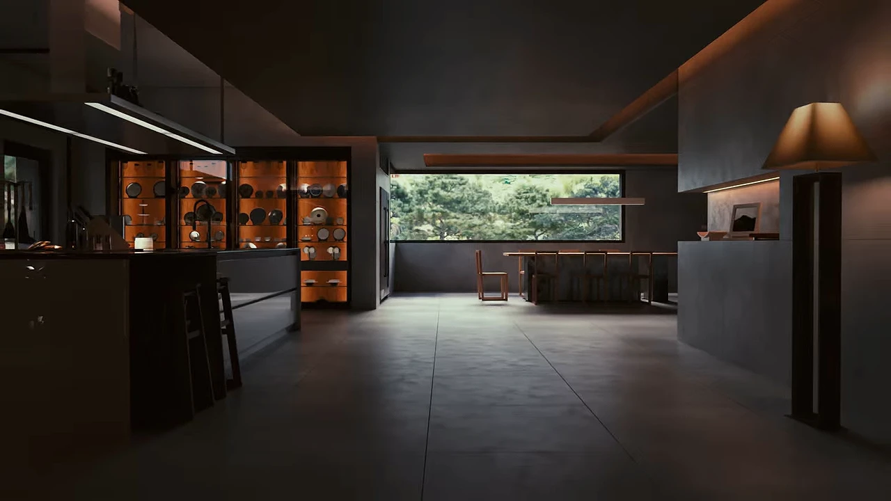 A photorealistic house interior, architecture visualization